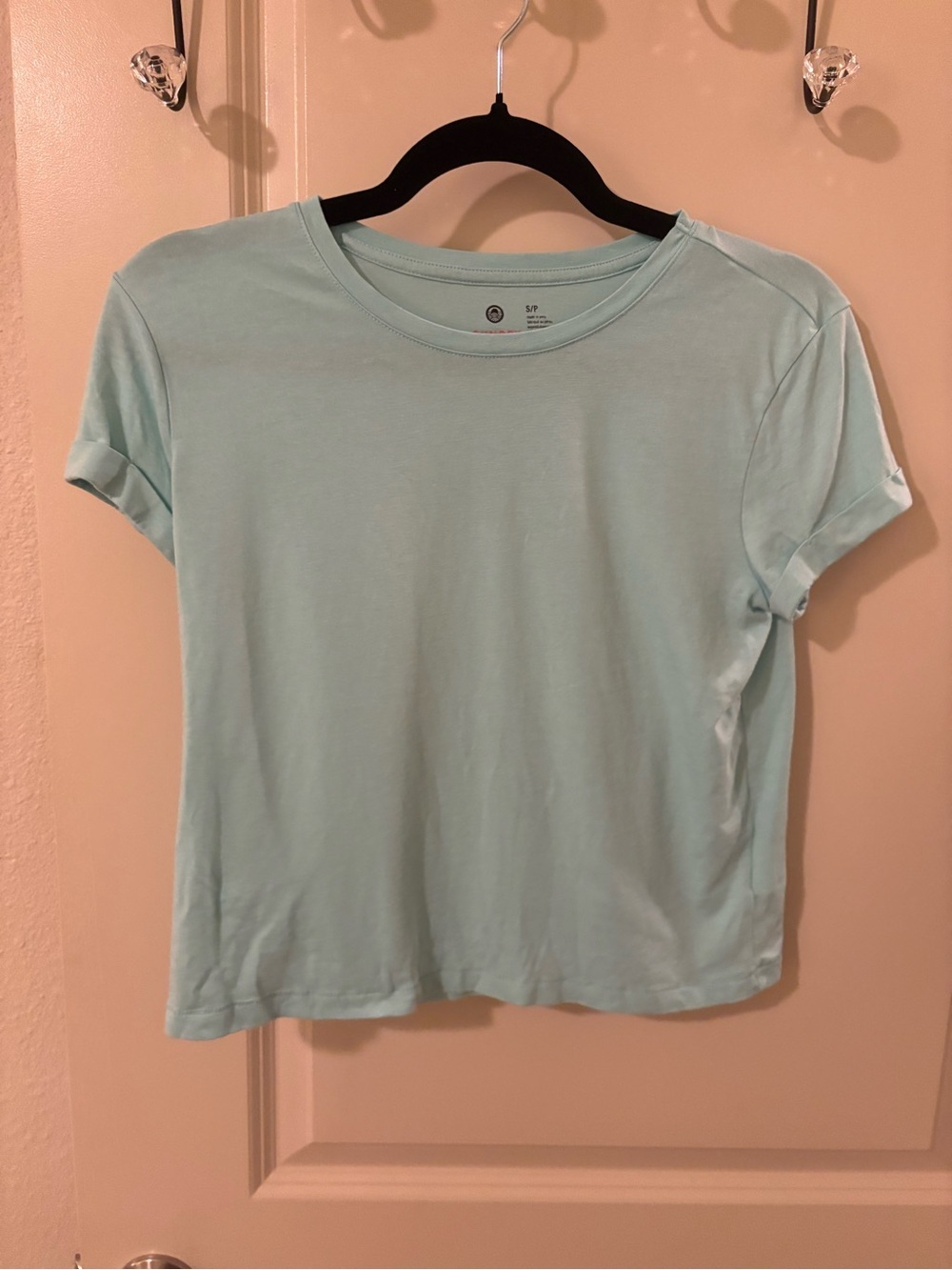 Women’s Sundry Light Aqua Crewneck Short Sleeve Tee Summer Swim